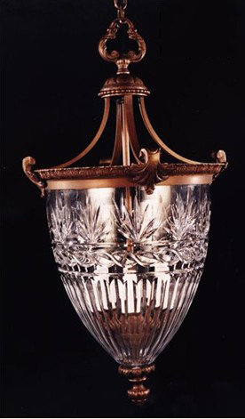 Aman 6 - Light Bowl Pendant, French gold with brown patina