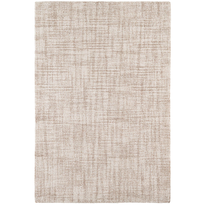 Crosshatch Ivory Hand Micro Hooked Wool Rug, Rectangle 3' x 5'