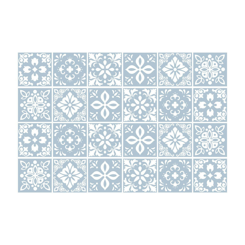 96.77cm L PVC Peel and Stick, Blue/Grey