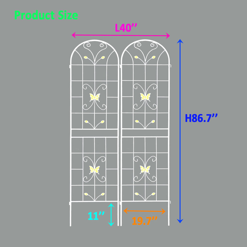 Treillis de jardin en métal 86,7 po x 19,7 po, paquet de 2 antidérapant blanc crème antirouille pour l'extérieur, support de plaisir 86,7 po x 19,7 po