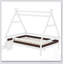 Lit plateforme House avec escalier, structure en bois massif, profil bas et conception amusante pour les chambres d'enfants-129431824