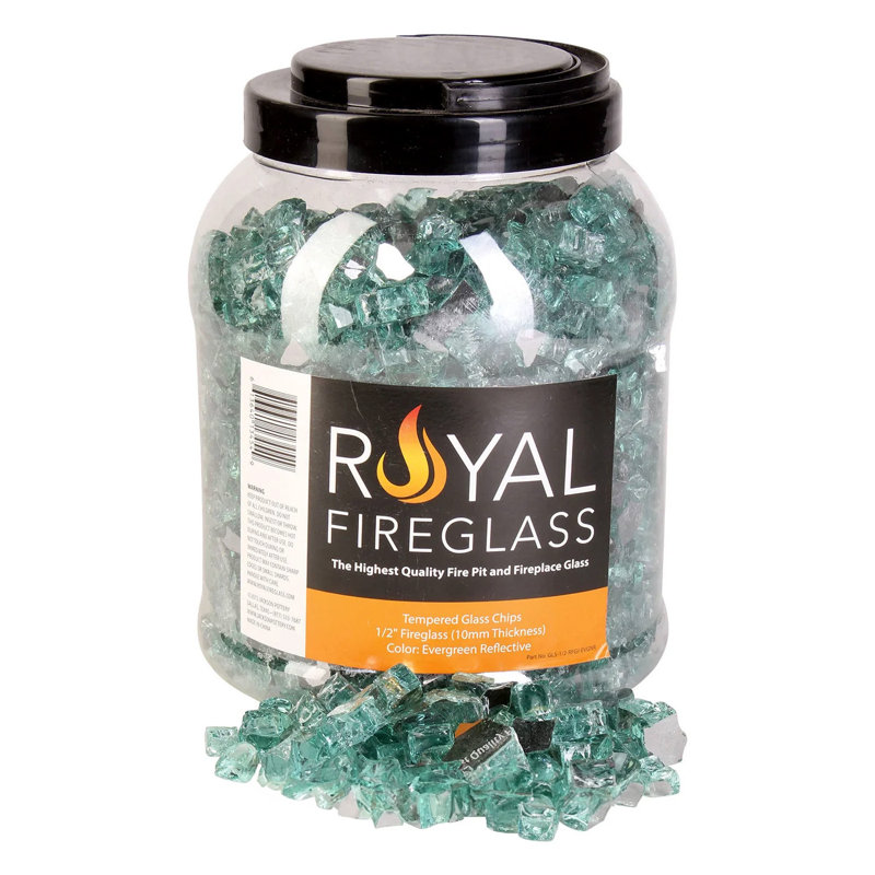 10 lb. Jar FIREGLASS 1/2" AZURIA REFL, Azuria, 0.5" H x 0.5" W x 0.5" D