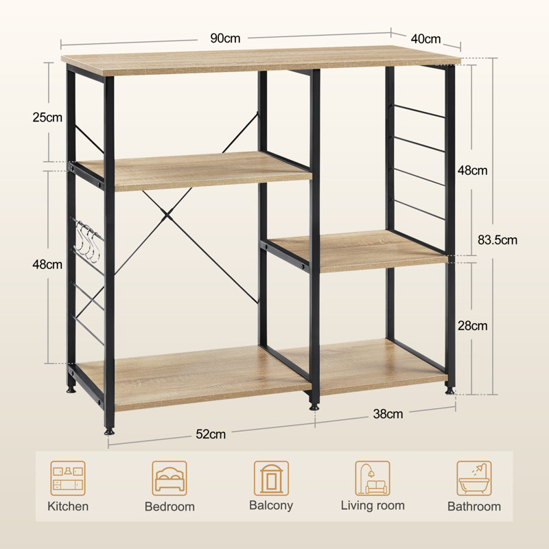 Midgard 90cm 5 Shelf Shelving Unit, Light Wood