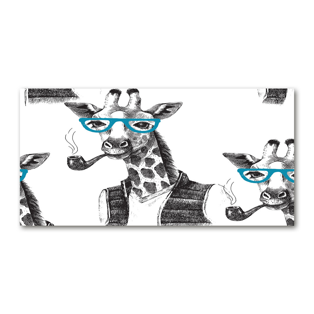 Leinwanddruck - Wandkunst - Drucke auf Leinwand - 140X70 Bildmotiv: Giraffe mit Brille