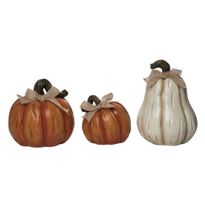 Resin 9 in. Multicolor Harvest Decorative Pumpkins Set of 3
