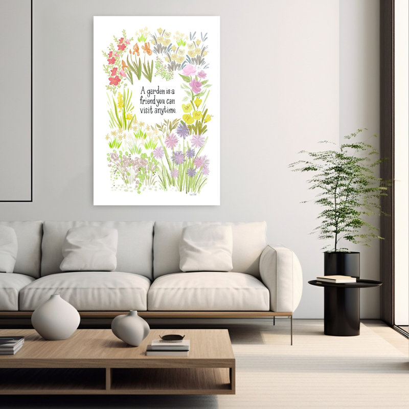 «A Garden Is A Friend», art floral printanier contemporain, H 60 po x l 40 po