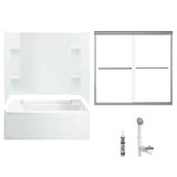 60" W x 74.25" H Frameless Rectangle Sliding Tub & Shower Kit with Towel Bar and Base Included