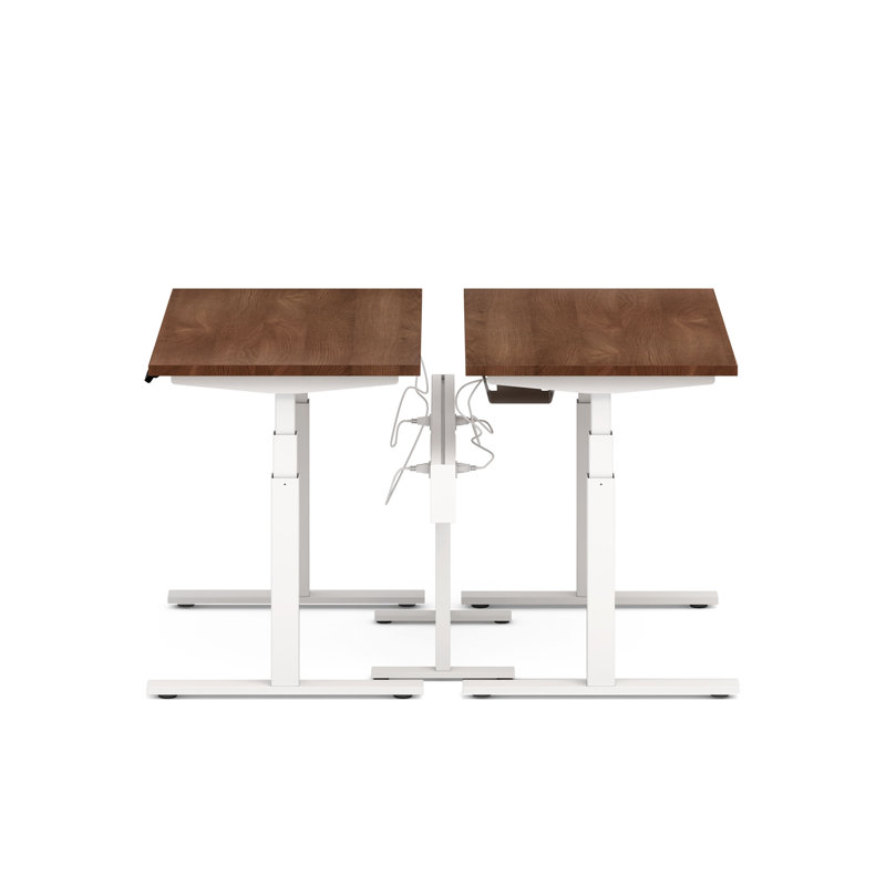 Bureau pour 2 perches Series L Series, H 50,5 po x l 58 po x P 47,25 po, Blanc/noyer