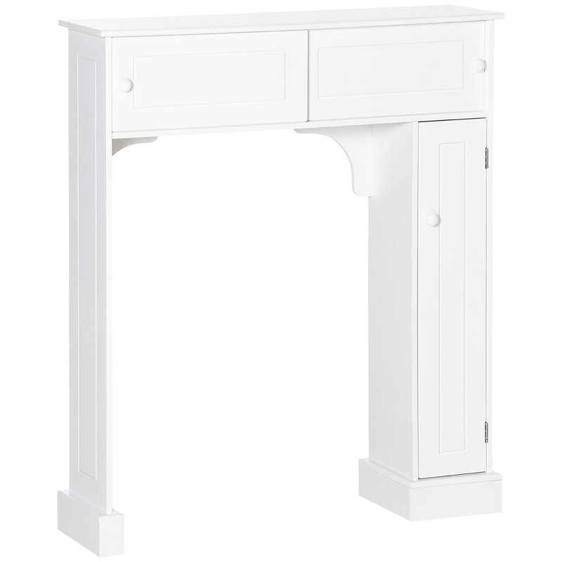 Rangement de salle de bain autoportant au-dessus de la toilette, armoire blanche avec tablettes réglables, peu encombrant pour les produits et le support à papier, accessoires de rangement pour articles de toilette