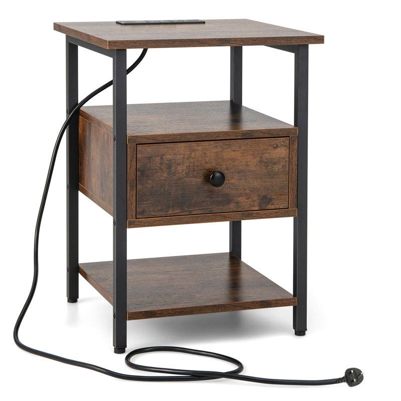 40cm W Metal Bedside Table