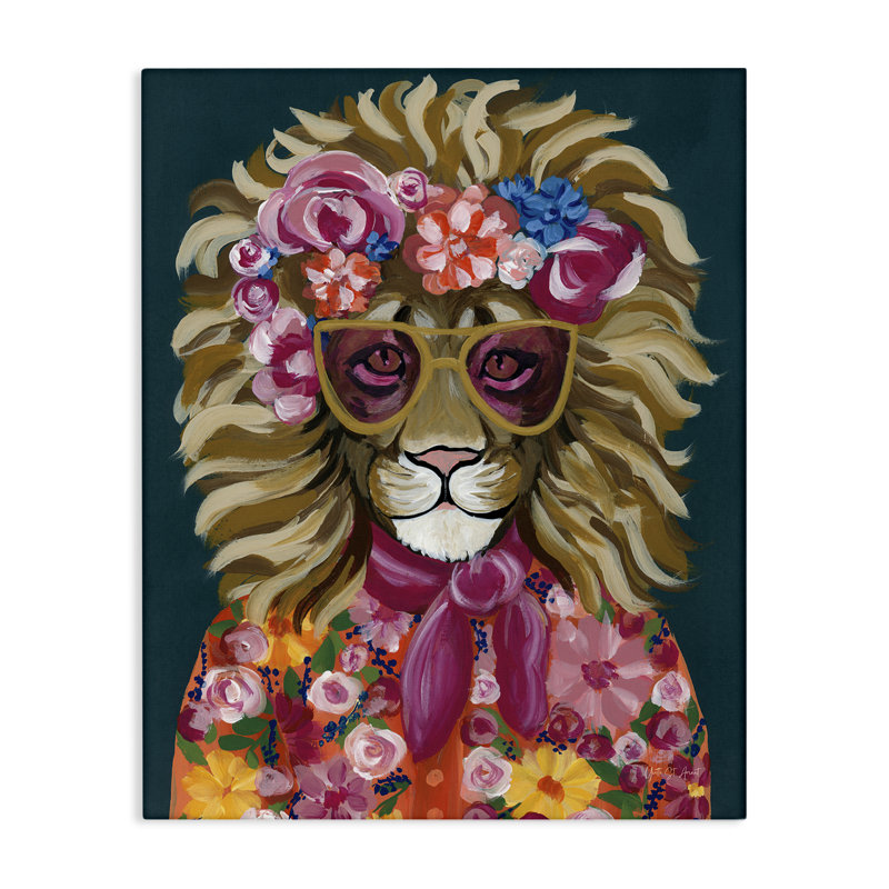  «Miami Living Lion», art mural sur toile par Yvette St. Amant, H 40 po x l 30 po