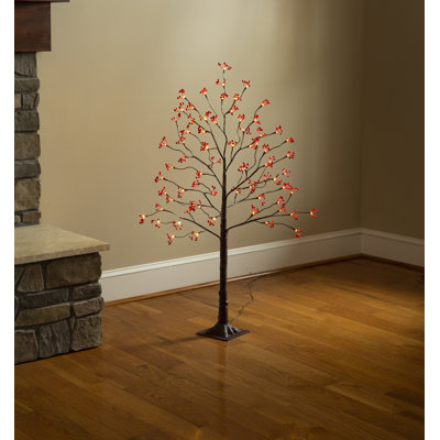 Indoor/Outdoor Lighted Red Berry Tree