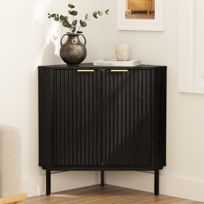 Armoire d'angle cannelée avec 2 portes et 2 tablettes à niveaux
