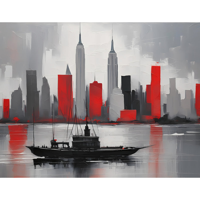 Cityscape In Red, 36" H x 48" W