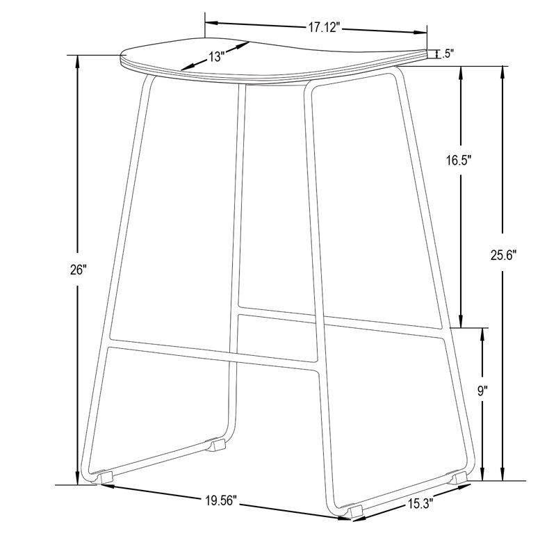Dunkerton 26" Wood Bar Stool in Chrome Base, Black