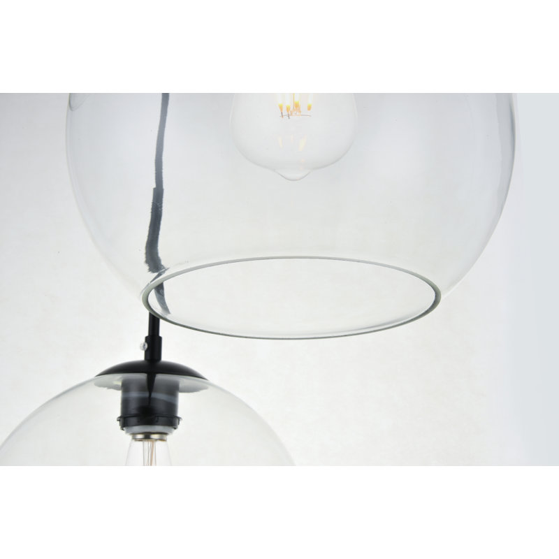 Janna 5-Light Globe Cluster Pendant, Clear, Black