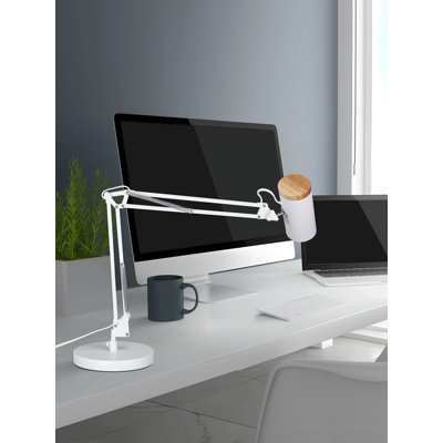 Perce Plug-in Adjustable Metal Desk Lamp Architect Swinging Arm Table Light with Clamp