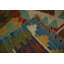 Tapis dynamique multicolore kilim 3 x 5 avec motifs hypnotisants