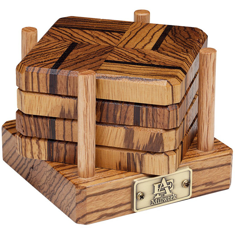 Tiger and Wenge Wood Coasters End Grain with Base