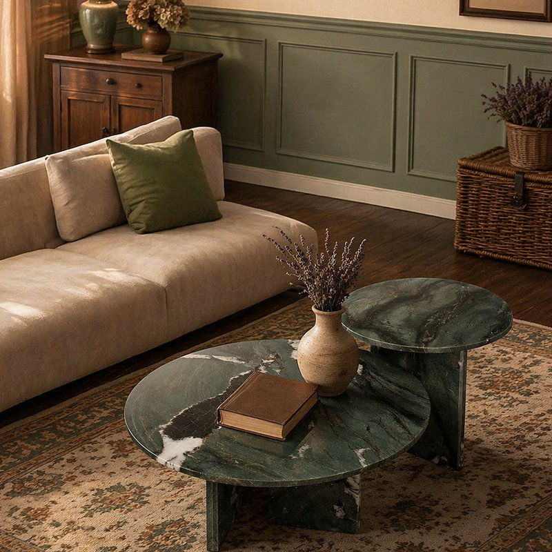 Ensemble de tables basses Luxury Green Luxury, H 12,6 po x l 27,6 po x P 27,6 po