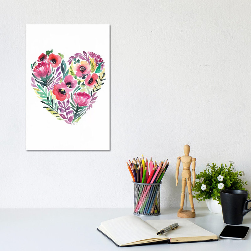 Flower Heart by Kirsten Dill - Wrapped Canvas Gallery-Wrapped Canvas Giclée, 30.48cm H x 20.32cm W