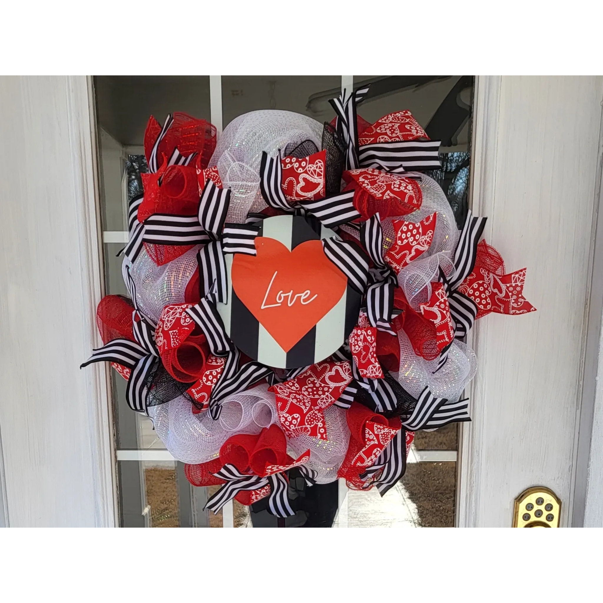 Valentine's Day Wreath with Love in Block Letters