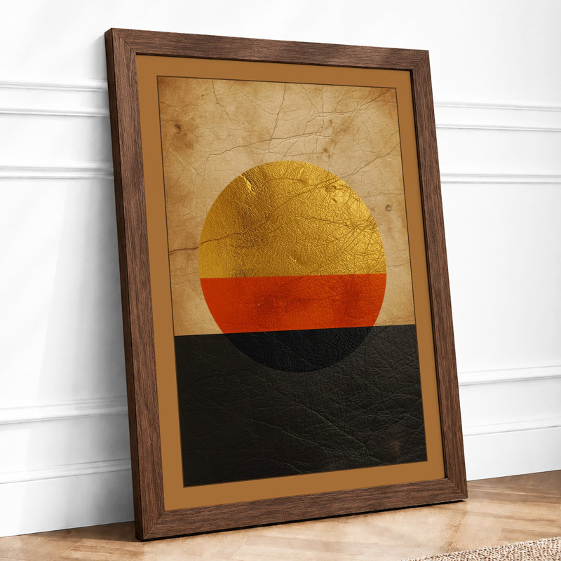 Weathered Circle Industrial - Framed Print, Walnut, A4 - 29.7 x 21.0 cm