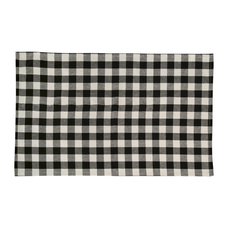 Serviette de cuisine en coton Dorine, Noir / blanc