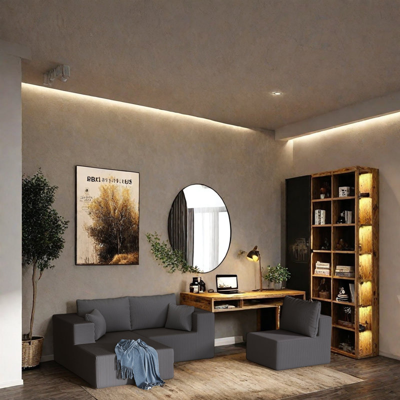 Canapé modulaire en mousse Boneless, Velours côtelé gris foncé