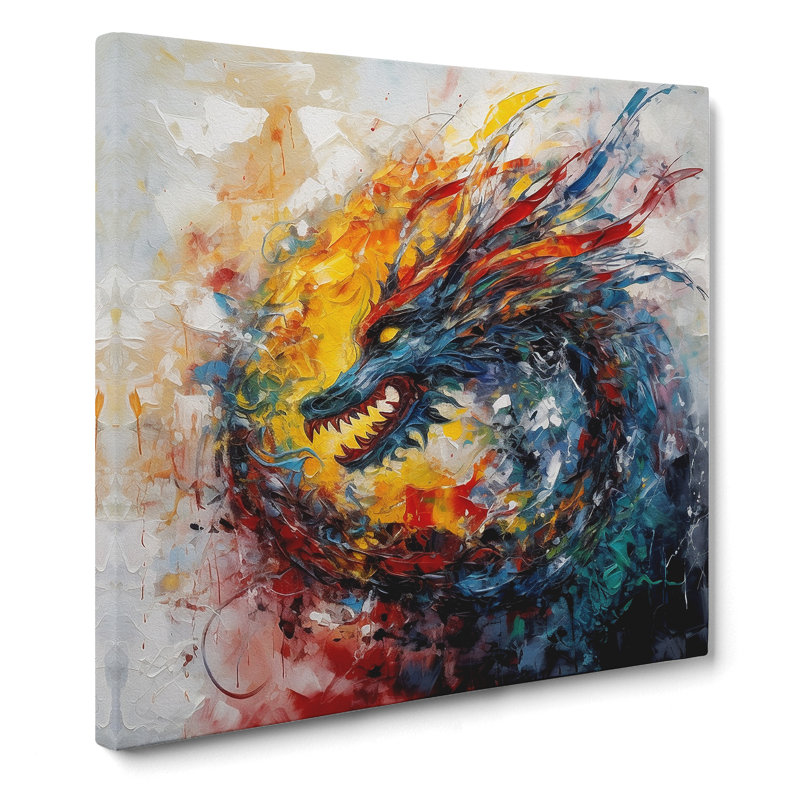 Dragon Abstract Expressionism No.1 - Wrapped Canvas