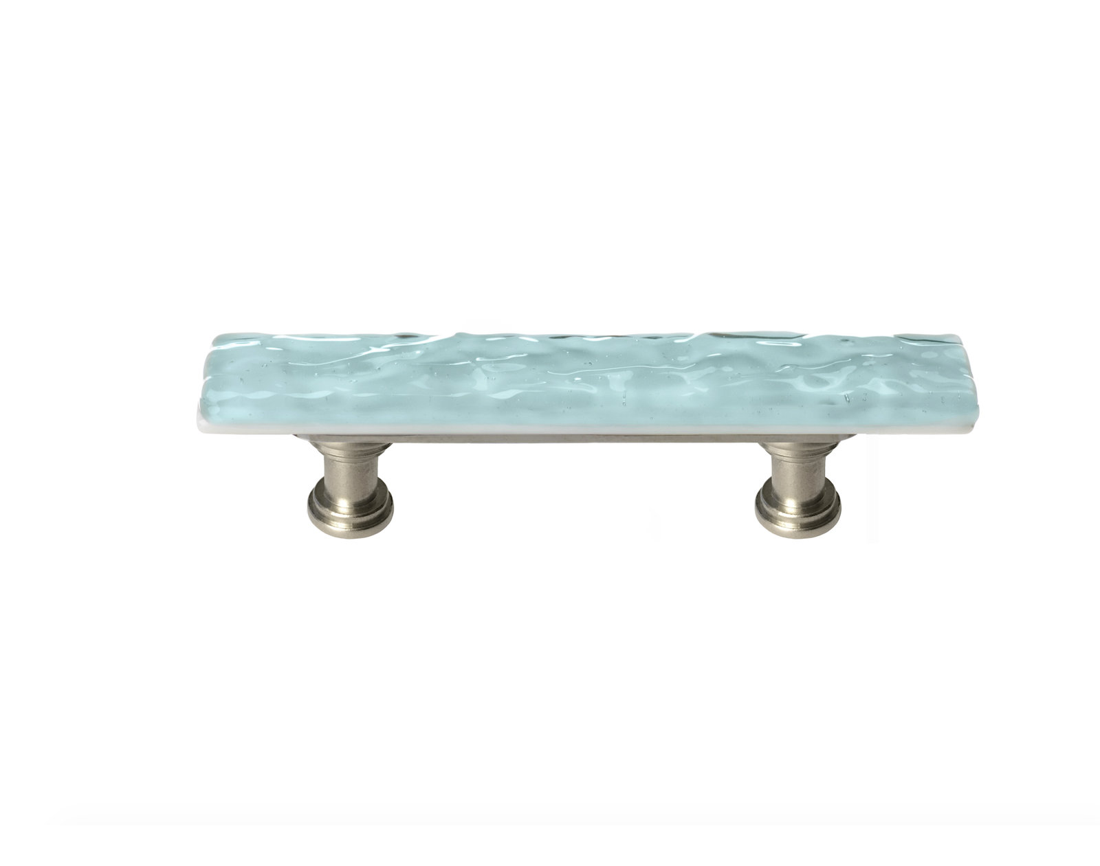 Skinny Glacier Bar / Handle Pull Pull, Satin Nickel, Light Aqua