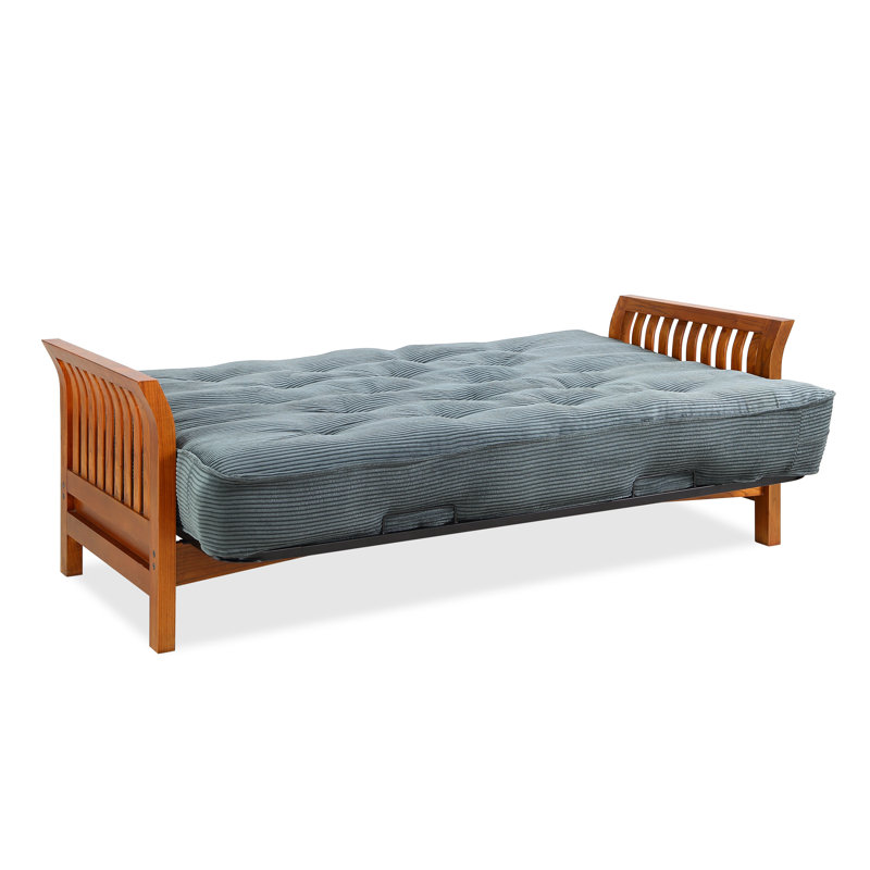 Futon et matelas Overs peu, Velours côtelé couleur vert forêt