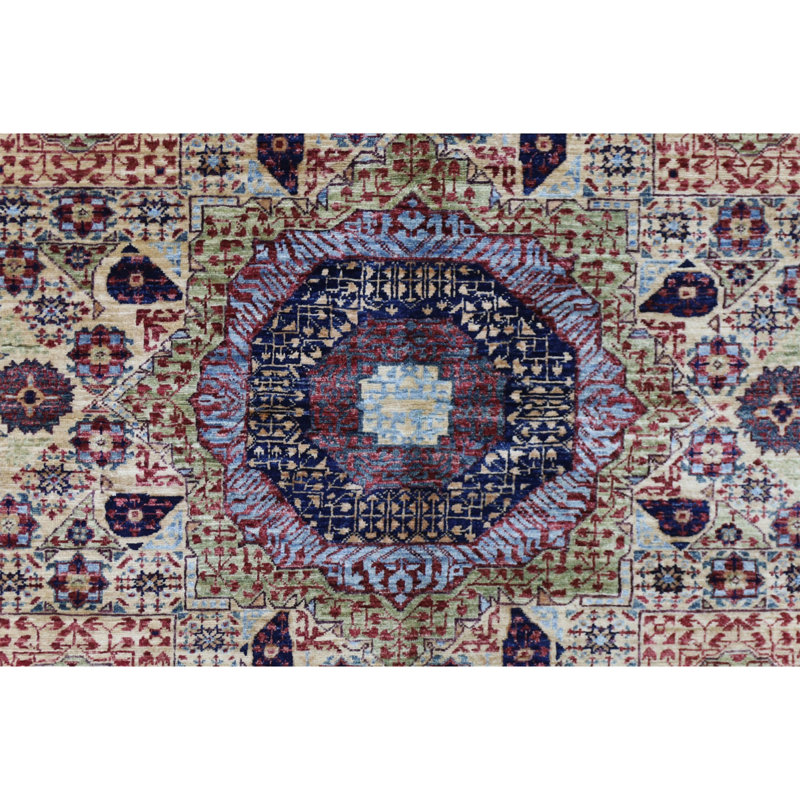 Hand Knotted Wool Area Rug in Beige