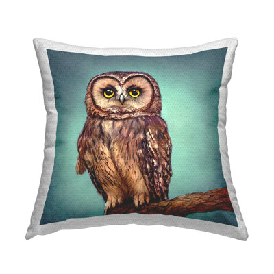 Baby Owl Gazing Nature Outdoor Printed Pillow by Alpenglow Workshop