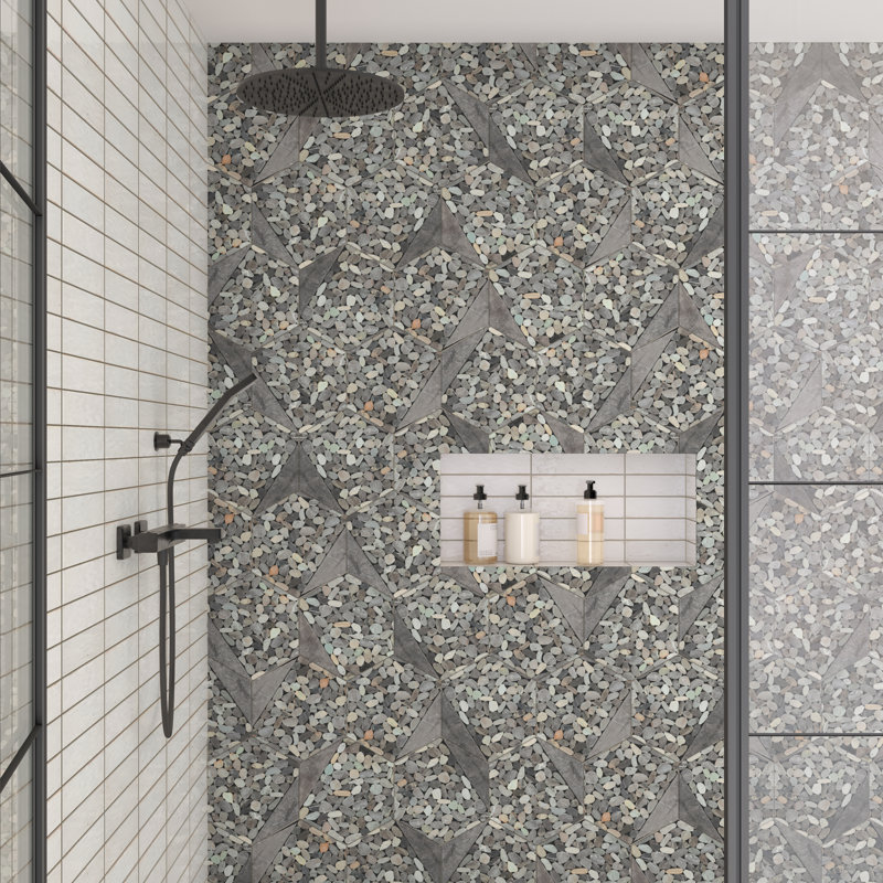 Daltile Pebble Oasis Natural Stone Tri-Hex Pebble Mosaic 11" x 10" (17 PC per Carton) (10.89 SQFT per Carton), Coastal