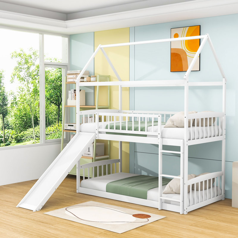 Twin Over Twin Bunk Bed with Slide and Ladder