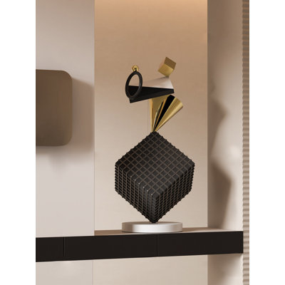 Creative Balanced Block Three-Dimensional Fiberglass Sculpture
