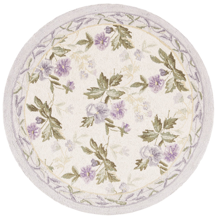 Hollander Floral Hand Hooked Wool Ivory Area Rug