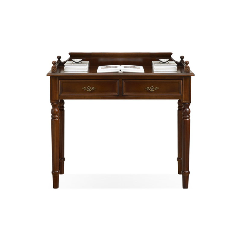 Nut-brown Rectangular Solid Wood with 2 drawers desk, 29.92" H x 39.37" W x 17.72" D