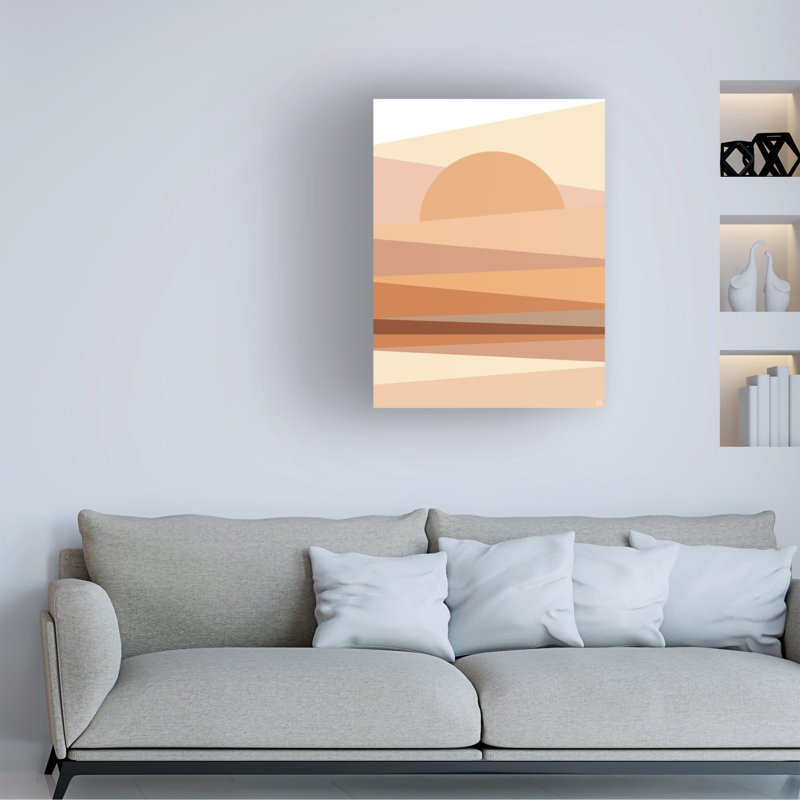 «Line and Brush», rayé, horizon, lever de soleil, toile tendue, H 35 po x l 47 po