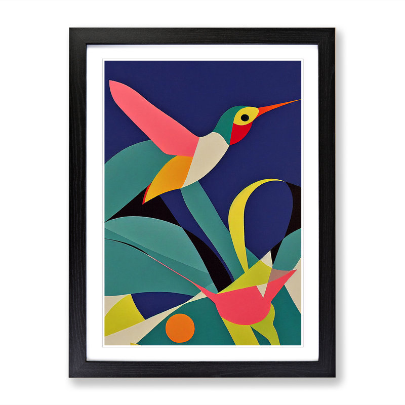 Fayston Hummingbird Abstract Vol.2 - Picture Frame Print, 64cm H x 46cm W x 2cm D, Black