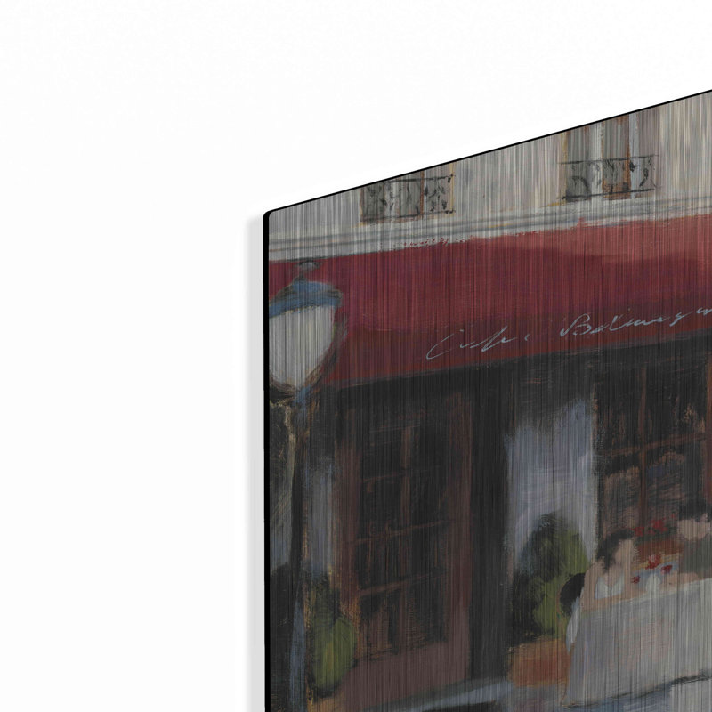 «Relaxing at the Cafe I» par James Wiens, art mural en métal, 36 po x 24 po