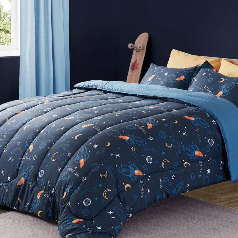 Ensemble d'édredon pour enfants avec taies décoratives, Full/Queen, Space Rocket