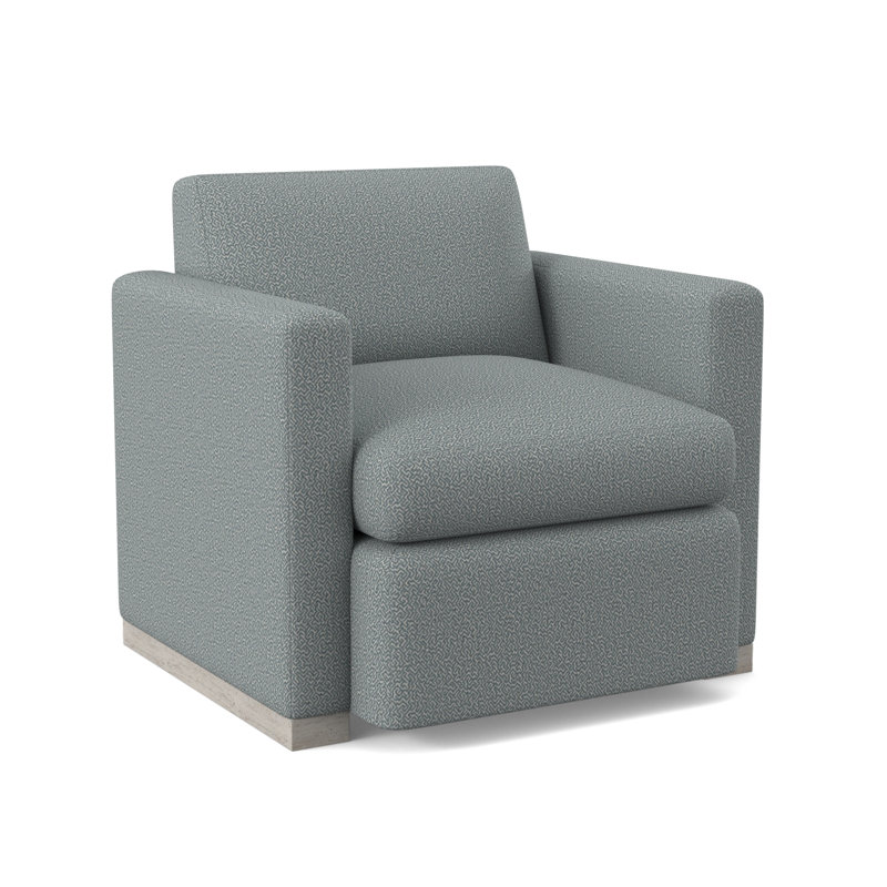 Ledger Sunbrella® Boucle Swivel Chair, Maya Cyan Polyester Blend, Bisque