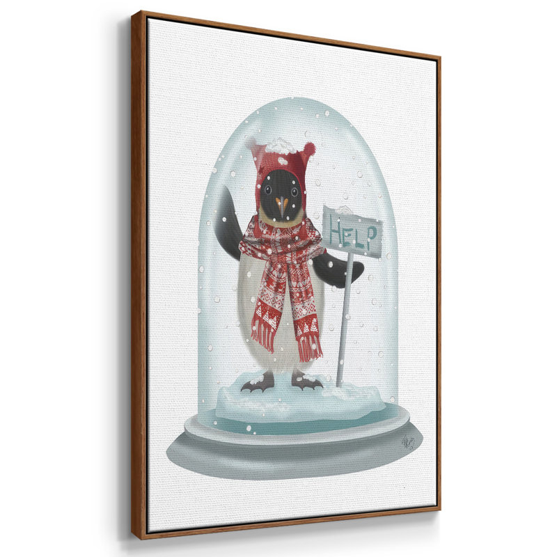 Boule à neige de Noël pingouin, H 41 po x l 27 po x P 1,5 po, Noyer