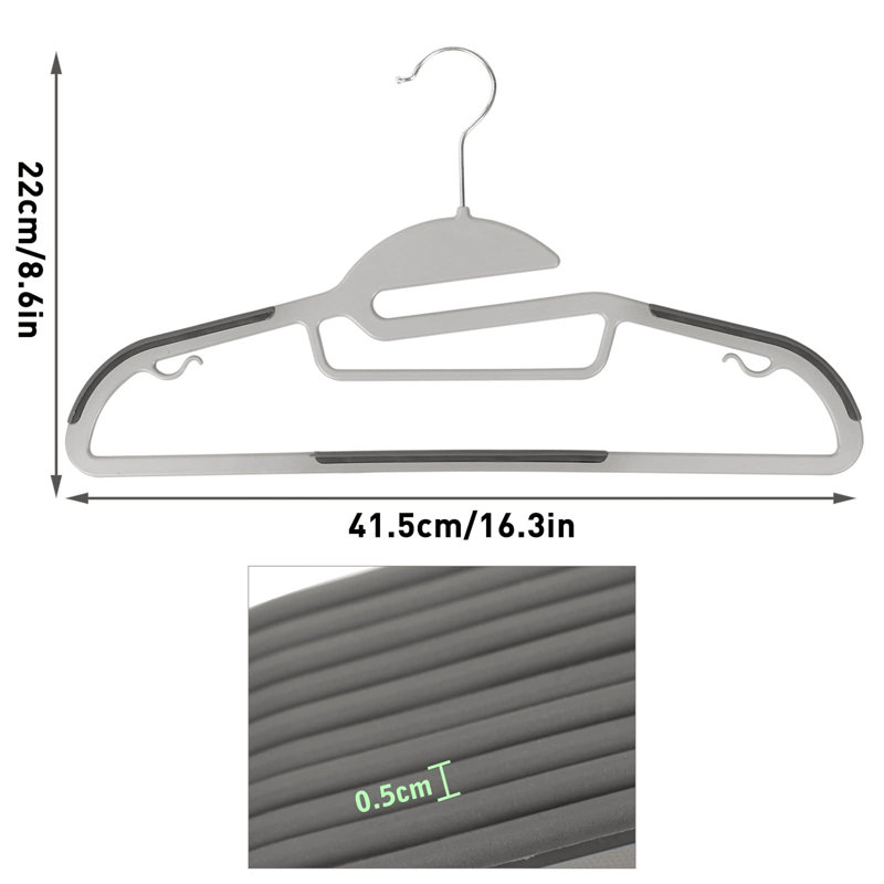 Elgin Plastic Non-Slip Standard Hanger Suit/Coat, Grey