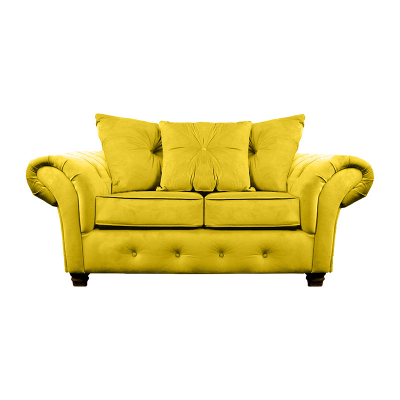 Lila 2 Seater Velvet Sofa, Lemon