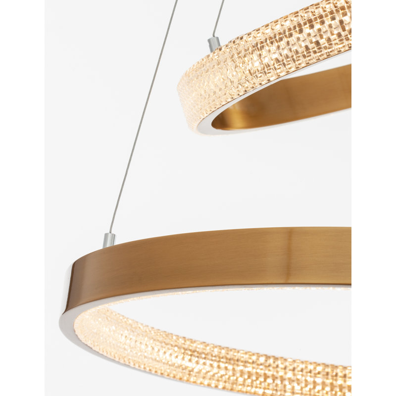 2 - Light Antique Gold LED Crystal Pendant