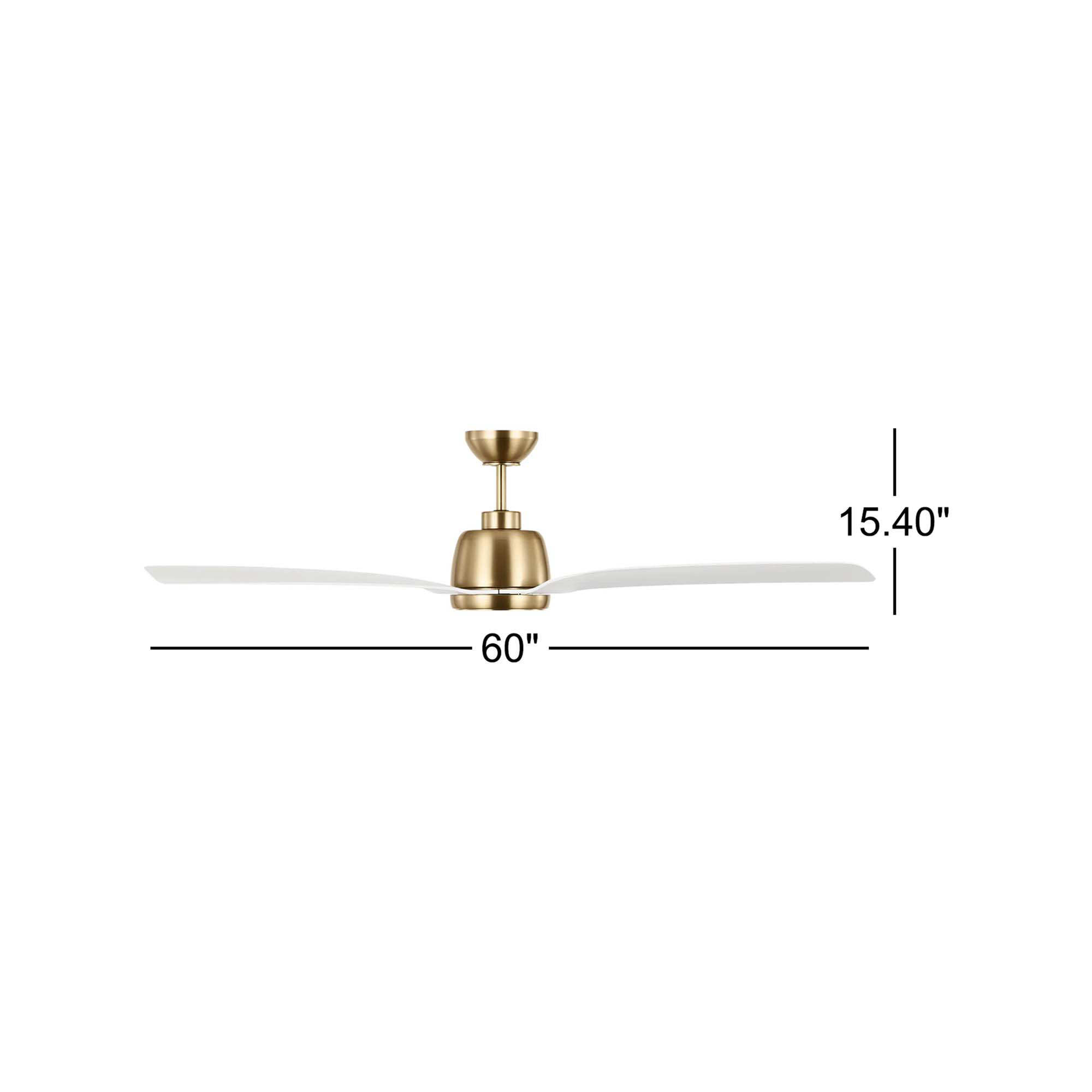 Carly 60'' Ceiling Fan with LED Light Kit, Satin Brass, White, 15.40" H x 60" W x 60" D