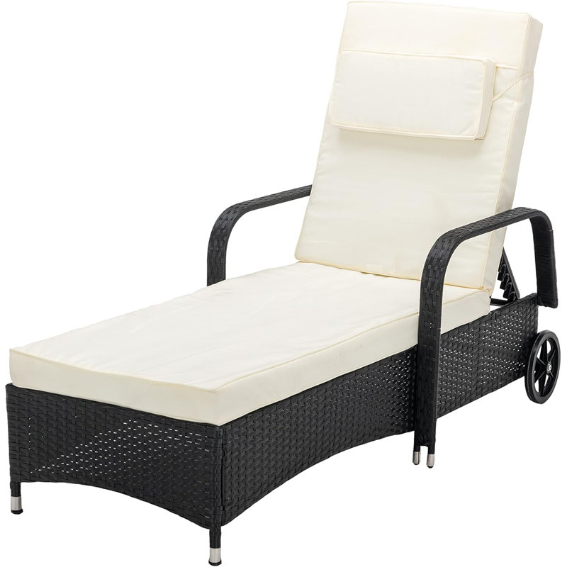 Corinth Reclining Sun Lounger with Cushion, Black